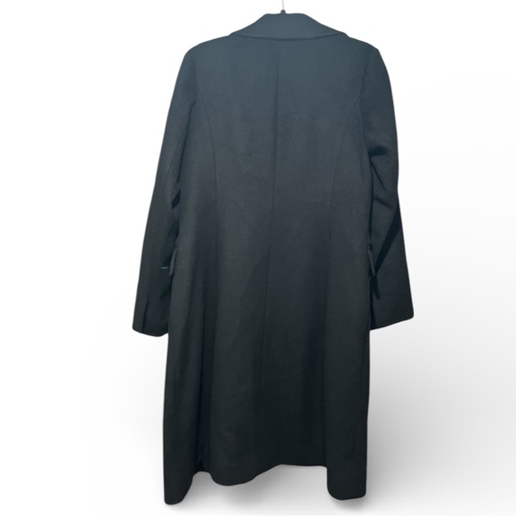 Banana Republic Black Wool Coat Removable Angora Fur Collar Medium Like New - Picture 6 of 12